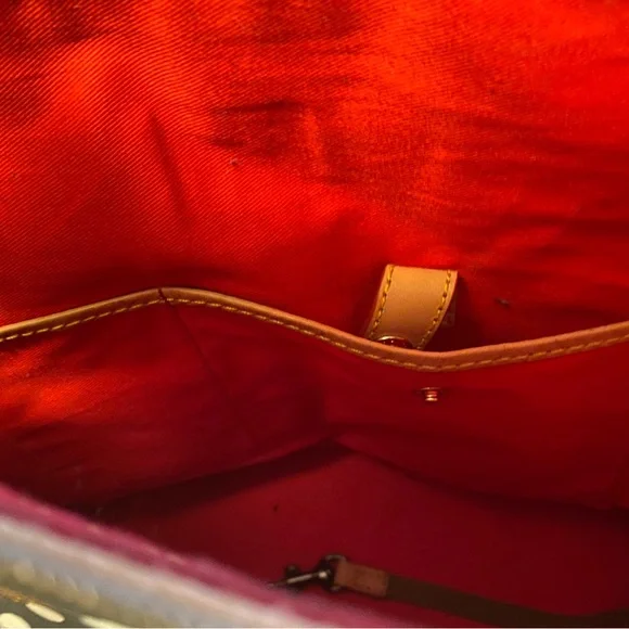 Dooney & Bourke Black and White Polka Dot Tote with Tan Straps - Picture 3 of 7